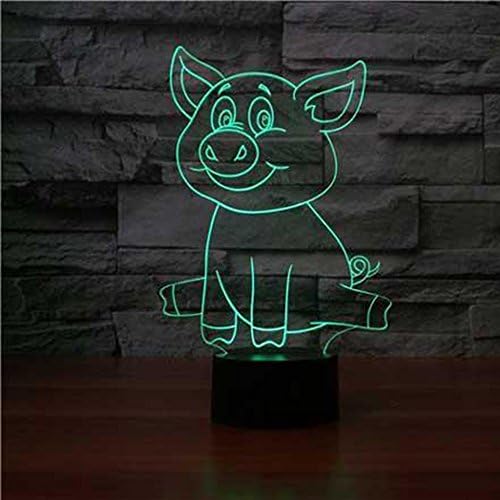 מולי הייסון 3 ד חזיר לילה אור בעלי החיים מגע מתג דקור מנורת שולחן שולחן אופטי אשליה מנורות 7 צבע שינוי אורות