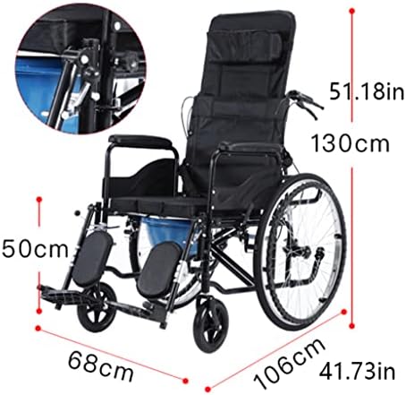 נייד ונוח ידני ביתי נייד נייד כיסא גלגלים עם משענות דומי סיר מתקפל מעבר נסיעות כיסא ניידות סיוע