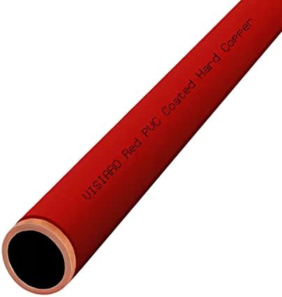 צינור נחושת קשיח מצופה Visiaro אדום PVC, 1MTR, DIA חיצוני 5/8 אינץ ', עובי קיר 19 SWG, ציפוי PVC 2