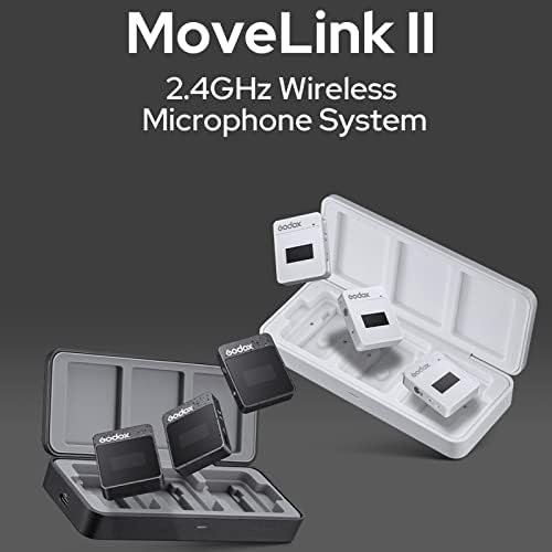 Godox Movelink M2 II 2.4GHz מיקרופון Lavalier אלחוטי לתרחישים מגוונים, כמו vlogging, סטרימינג, פודקאסטים,