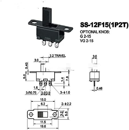 מתג מיקרו NESHO 100 יחידות SS12F15 SS12F15VG4 מתג TOGGLE מתג 3PIN 1P2T מתג שקופית ידית 4 ממ גבוהה