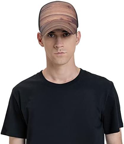 עץ מרקם מודפס בייסבול כובע, מתכוונן אבא כובע, מתאים לכל מזג האוויר ריצה ופעילויות חוצות שחור