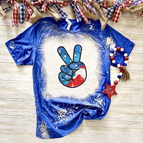 הדפסת דגל אמריקאית צמרות נשים 4 ביולי חולצת טי פטריוטית ארהב כוכבים פסים חולצות שרוול קצר רופף טיז קיץ