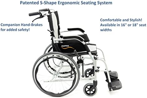 קרמן בריאות ארגונומי כיסא גלגלים ארגו טיסה עם שחרור מהיר סרנים ב 18 מושב, מסגרת, פרל כסף