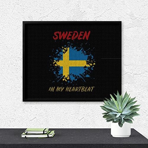 שוודיה בדופק הלב שלי ערכות ציור יהלומים 5 ד עשה זאת בעצמך מקדחה מלאה ריינסטון ארטס וול דקור למבוגרים