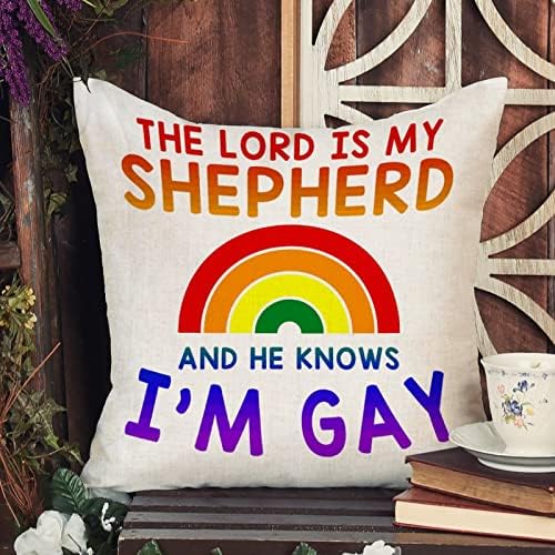 טרנסג'נדר טרנסג'נדר LGBTQ קשת הומוסקסואלית לזרוק כרית כיסוי הכרית האדון הוא הרועה שלי והוא יודע שאני כרית