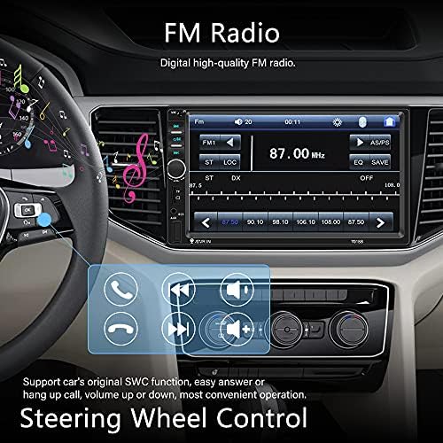 סטריאו לרכב DIN כפול 7 אינץ 'רדיו לרכב מסך מגע עם מצלמת גיבוי, במקלט שמע של Dash Bluetooth מכוניות - רדיו