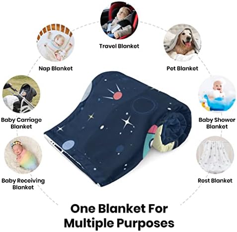 שמיכה לתינוקות לבנים בנות יילוד, אסטרונאוט חלל מודפס סופר רך ושמיכת פעוטות לעריסה, טיולון, נסיעות ומיטה 30x40