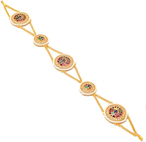 ג 'וארהאט הודי מצופה זהב טיקה בודלה עיצוב אופנה ראג' סטאני מאטה פטי אד צ ' ז רב אבן חתונה הודית ראש