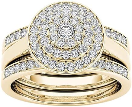 משובץ טבעות זירקון תכשיטי זהב-מצופה טבעת קלאסי טבעות גבוהה ושפל טבעת