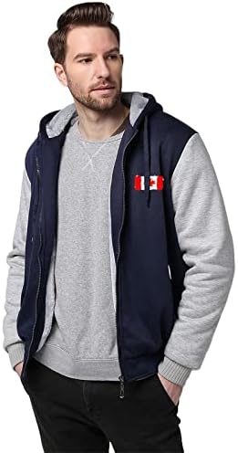 דגל של קנדה גברים של רוכסן מלא נים חם במשקל כבד סלעית סווטשירט חורף מעיל