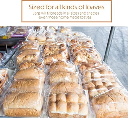 שקיות לחם גדולות עם עניבות, 8 על 4 על 18, 100 חבילות, שקיות לחם שקופות, לשימוש חוזר, בתפזורת ללחם ביתי,