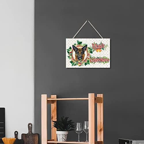 שלט חג מולד שמח כלב חמוד הולי זר עץ קיר עץ שלטי אמנות תלויים קישוטים לחג המולד לחנות מרפסת חווה קיר
