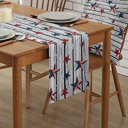 שולחן רצי 60 סנטימטרים ארוך 4 ה של יולי ארהב דגל חתונה/קפה שולחן רץ כוכבים בצבע עץ שולחן פשתן בד עבור אוכל