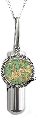 AllMapsupplier Sharran שרשרת כד, שרשרת אשפת המפה של אירופה, תכשיטי מפה, מפת אופנה מפה של אירופה מתנת תכשיטים
