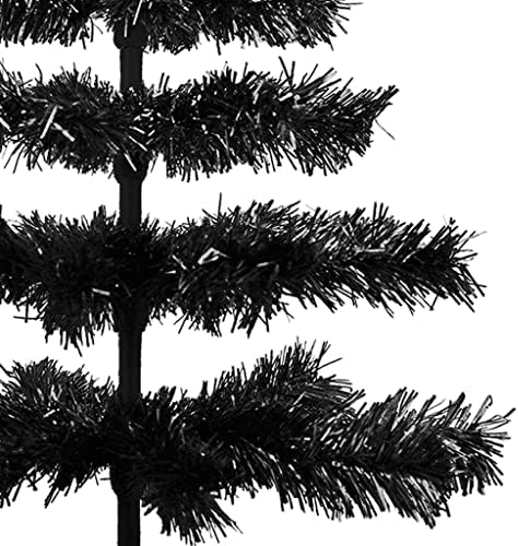עצי חג המולד של 24 עצי חג מולד טינסל שחורים 2ft עמדת להבה עמידה בעיצוב ליל כל הקדושים כלול עמדת עץ