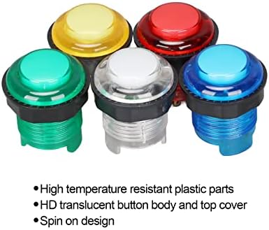 כפתורי לחיצת ארקייד 5 יחידות ארקייד מרובים צבעים מקצועיים להגדרה גבוהה LED שקיפה מוארת לחצני לחיצה עמידים