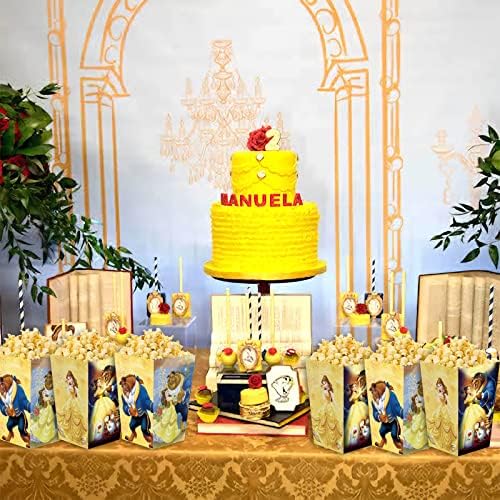20 יחידות יופי ספקי צד יופי מסיבת שקיות יופי פופקורן קופסות נסיכת בל מסיבת יום הולדת קישוטים