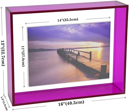 HappyDino 11x14 מסגרת צפה ניאון אקרילי מסגרת תמונה בודדת מסגרת תמונה דקורטיבית שקופה לצבע קיר לתצוגה גלריית