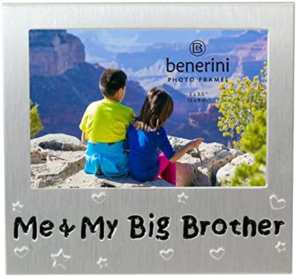 בנריני 'אני ואחי הקטן' - מתנת מסגרת תמונה - 5 x 3.5 - מתנת צבע כסף אלומיניום עבורו