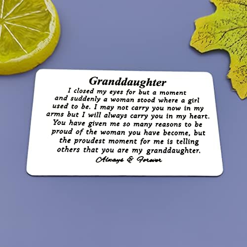 נכדה חקוק ארנק כרטיס השראה מתנה מסבתא סבא נכדת מתנת כרטיס הטוב ביותר יום הולדת חג המולד סיום חתונה יום מתנות