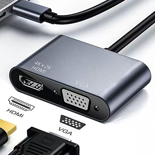 USB C ל- HDMI VGA מתאם 2 בתצוגה כפולה 1 ל- VGA HDMI מתאם מפצל לטלפון/מחשב נייד/מקרן