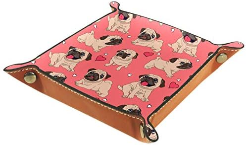 Lyetny Clever Pink Pug Pug Fug PET מארגן חיות מחמד מגש אחסון מיטה ליד מיטה קאדי שולחן עבודה מגש החלפת מפתח ארנק