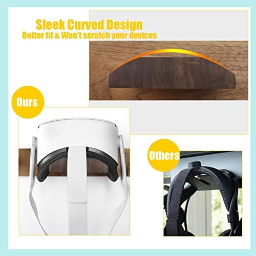 אוזניות מעץ VR מחזיק קיר מחזיק ל Oculus Quest 2/Rift S Headers & Controller Stand Wook תצוגת