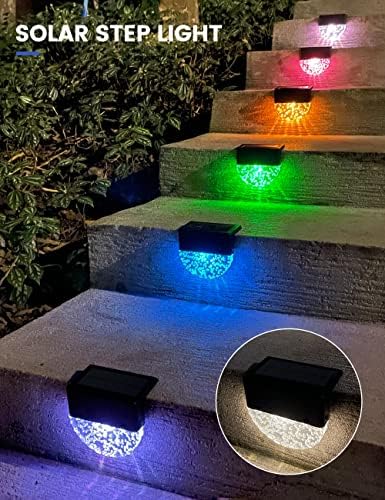 אורות סיפון סולאריים 【8 חבילה】 אורות מדרגות סולאריות של Bryophath חיצוני, אורות גדר LED אטומים למים למדרגות, פטיו,
