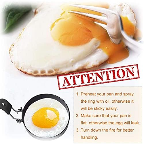 מקצועי ביצת טבעת סט לטיגון או עיצוב ביצים-4 חבילה עגול ביצת טבעות לבישול - נירוסטה שאינו מקל עובש