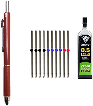 אדום 4 ב 1 עט כדורי צבעוני עט מתכת רב-תכליתית עט 3-צבעים עם נקודת הכדור מילוי עיפרון מכני עיפרון עופרת חיישן כוח