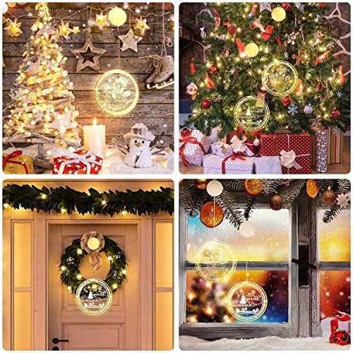 קישוטי חלון חג מולד שמח, קישוטי חג המולד המופעלים על סוללה, אורות קיר תלויים לקוטר 8.67in