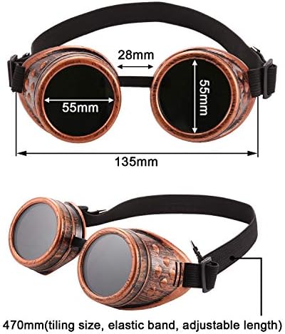 6 חתיכות רטרו Steampunk משקפי משקפי שמש וינטג 'וינטג' משקפי שמש וינטג 'משקפיים גותיים שחורים של פאנק שחור עבור