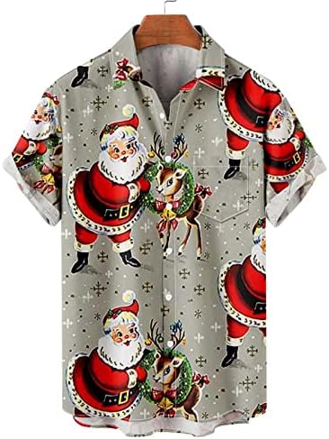 כפתור שרוול קצר לחג המולד של גברים, חולצת באולינג וינטג