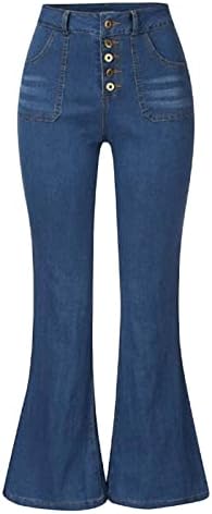 ג'ינס תחתון פעמון רזה לנשים קלאסיות במותניים גבוהות מכנסי ג'ין מתרחבים מושכים על ג'יג'ינג מתנפחים למכנסי ג'ינס