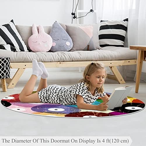 Llnsupply ילדים שטיח 5 רגל שטיחים באזור עגול גדול לבנות בנים תינוק - דיסק וידאו, עיצוב בית מתקפל משחק