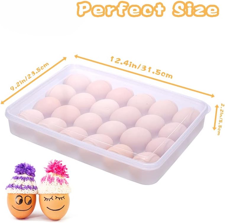 96 מחזיקי ביצה למקרר, 4 הגדר מגש ביצה נטוי ברור עם מכסה, מיכל אחסון ביצים מפלסטיק, מארגן ביצים להגנה