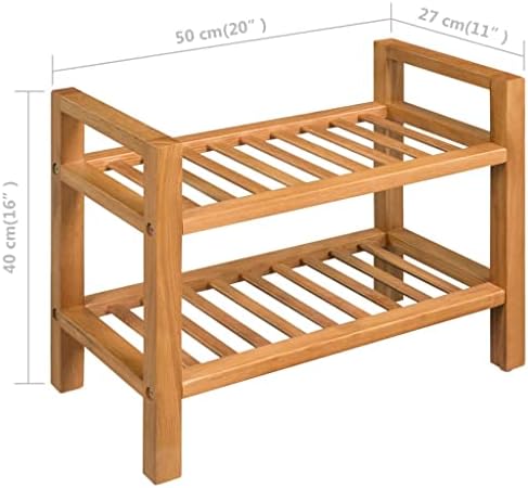 Vidaxl אלון מוצק 2 מתלה נעליים שכבה מיוחד מדף אחסון עץ חום מיועד