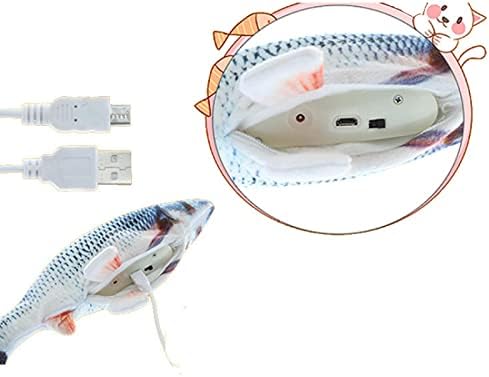 Lemall קפיצה חשמלית דגים חתולים צעצועים מתנדנדים דגים חתול צעצועים ריאליסטיים נעים בחתול כדור צעצועי כדור מהנה