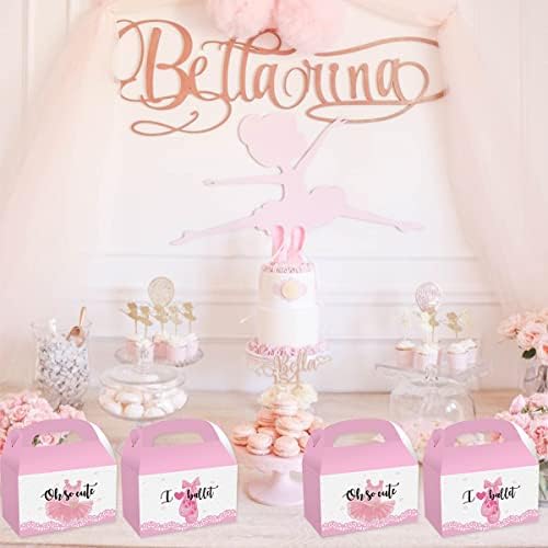 CIEOVO 24 חבילה של Ballerina Party Faver Fab Boxes, Ballerina Print Part