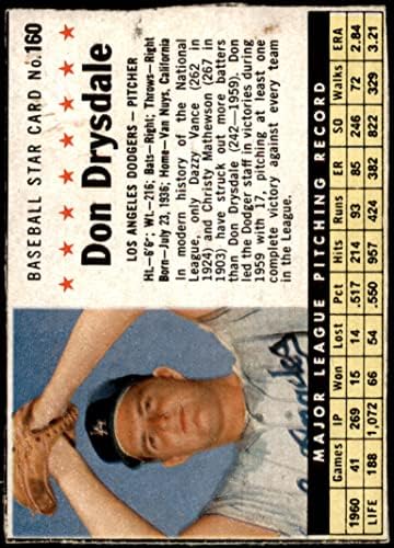 1961 דגני בוקר פוסט 160 קופסא דון דריסדייל לוס אנג'לס דודג'רס VG Dodgers