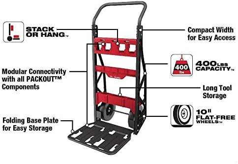 48-22-8415 עבור מילווקי פקאוט 20 ב. עגלת שירות 2 גלגלים / משאית יד,קיבולת משקל של 400 פאונד, 20 אינץ'. 12 אינץ'.