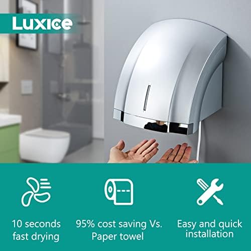 מייבש יד Luxice למסחר חדר אמבטיה ביתי - מייבשי יד אוויר אוטומטיים חשמליים, כסף LX -1003