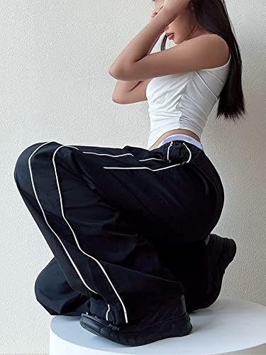 מכנסי מצנח של וויניודר לנשים מכנסי מטען רחבים עלייה נמוכה של מכנסי מסלול Y2K נערות נערות רחבות רגל