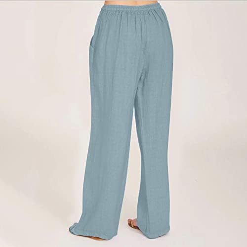 מכנסי רגל רחבים לנשים מכנסי טרנינג המותניים המותניים משיכת מכנסיים מכנסי עלייה נמוכים מכנסיים עם