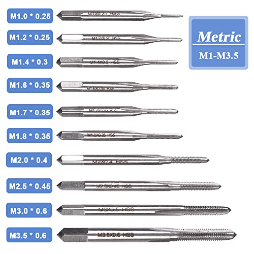 MESEE 10 חתיכות מיני מכונה מקדח יד מקדח ברז, M1-M3.5 מיקרו ברזים ביטים חתיכות מטרי ברגי חוט