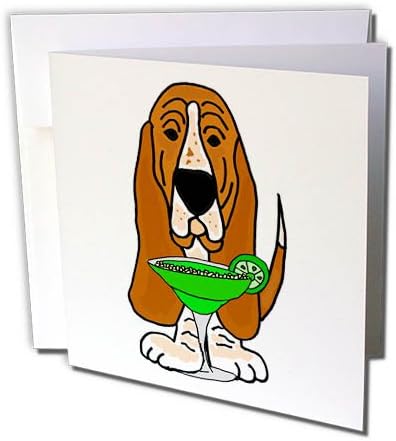 3 רוז מצחיק חמוד באסט כלבם כלב שתיית מרגריטה-ברכה כרטיס, 6 על ידי 6-אינץ