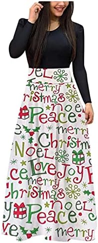 נשים מקסי ארוך שמלת חג המולד אלגנטי שמלה קיצית ארוך שרוול צוואר אונליין נדנדה ערב מסיבת שמלות מקרית סתיו שמלות