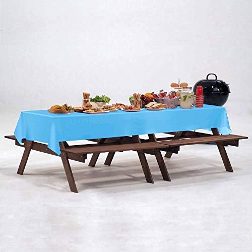 צרור מסיבות-מפת שולחן כחולה ומפת שולחן לבנה, מפת שולחן מלבנית בגודל 54 על 108 אינץ