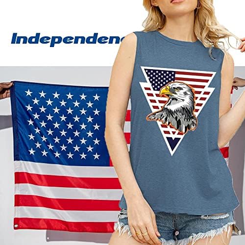 דגל אמריקאי קירח נשר חולצה לנשים 4 ביולי 4 ביולי אפט ללא שרוולים גופיות שרירים רופפות פטריוטיות